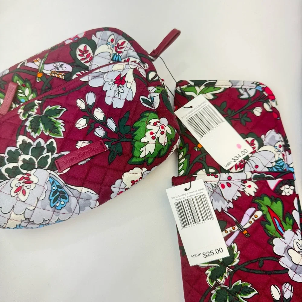 NEW Massive Lot of Vera Bradley Bordeaux Blooms Dragonfly Bags, Robe, Tumbler - Picture 5 of 16